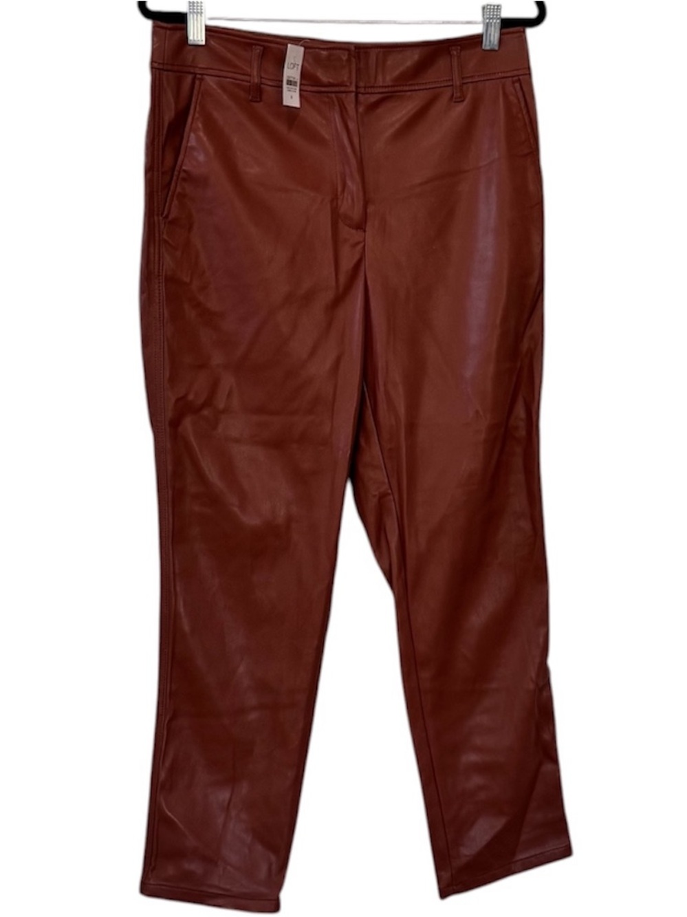 LOFT Brown Faux Leather Straight Leg Pants NWT